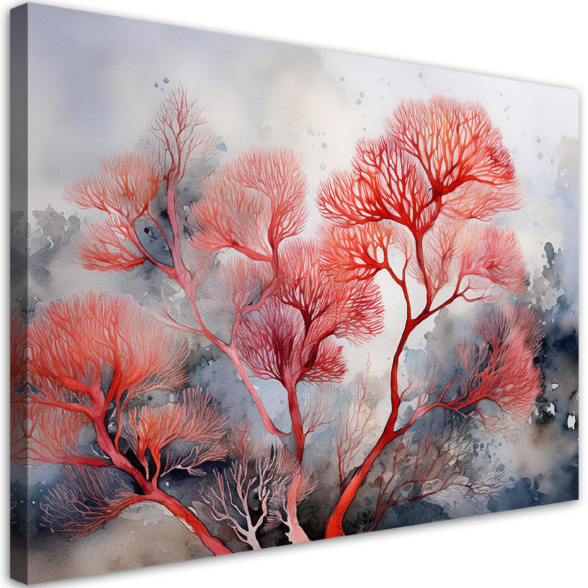 WANDBILD abstrakte pflanzen rot - Rot, Textil (60/40cm) - Feeby