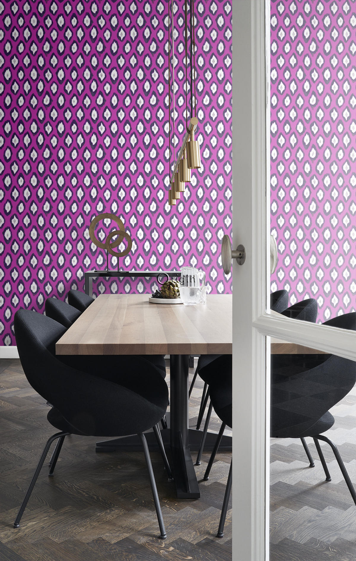 TAPETE Ikat-Motiv 53 cm x 10.05 m - Pink, Papier (53/1000cm) - Origin Wallcoverings