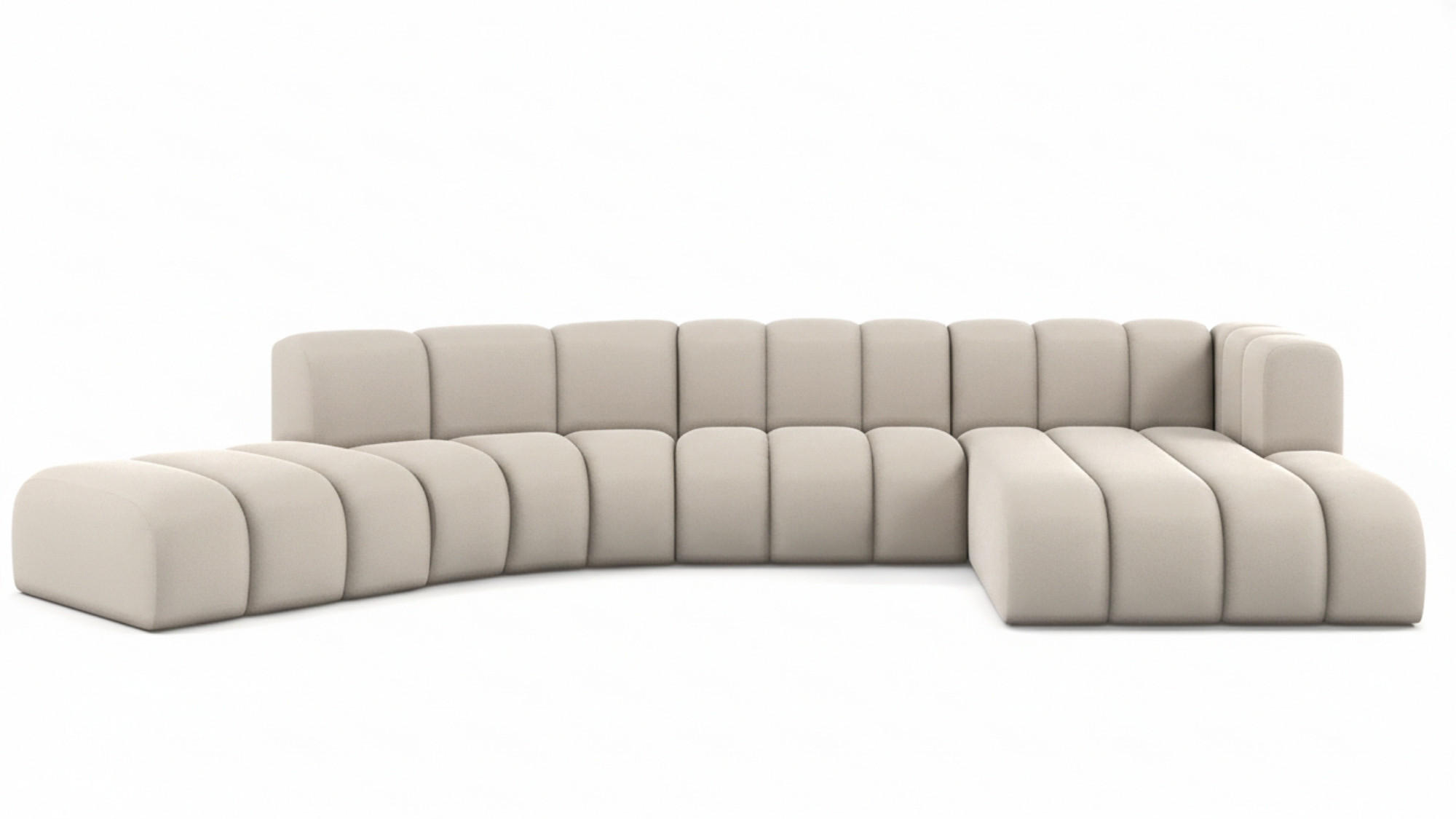 ECKSOFA L-Form GRAND Round, Stoff Salvador, Beige, Rechts - Beige, Holz (445/179cm) - Kaiser Möbel