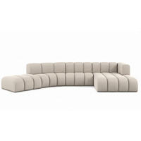 ECKSOFA L-Form GRAND Round, Stoff Salvador, Beige, Rechts - Beige, Holz (445/179cm) - Kaiser Möbel