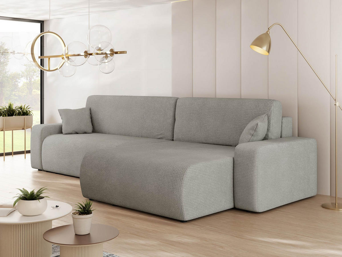 ECKSOFA Piano - Hellgrau/Schwarz, Holz/Kunststoff (274/145cm) - MIRJAN24