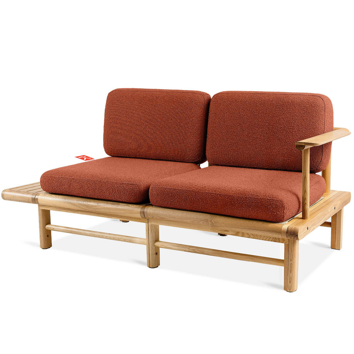 GARTENSOFA ATREDA 2-Sitzer, mit Ablage - Orange, Holz/Textil (175/74/80cm) - KONSIMO®