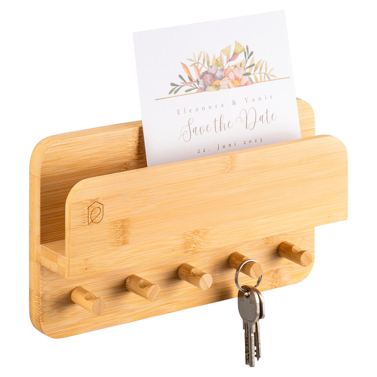 SCHLÜSSELBRETT, Bambus - Braun, Holz (26/15/5.5cm) - eluno