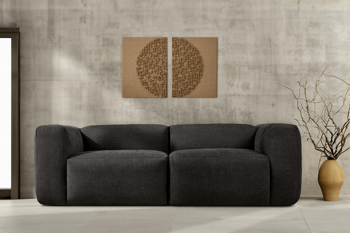 2,5-SITZER-MODULSOFA BUFFO mit extrem weicher und bequemer Sitzfläche, Gewebestoff, graphit - Graphitfarben, Textil (250/73/96cm) - KONSIMO®