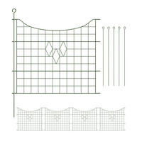 5xTEICHZAUN - Dunkelgrün, Metall (365/66cm) - Relaxdays