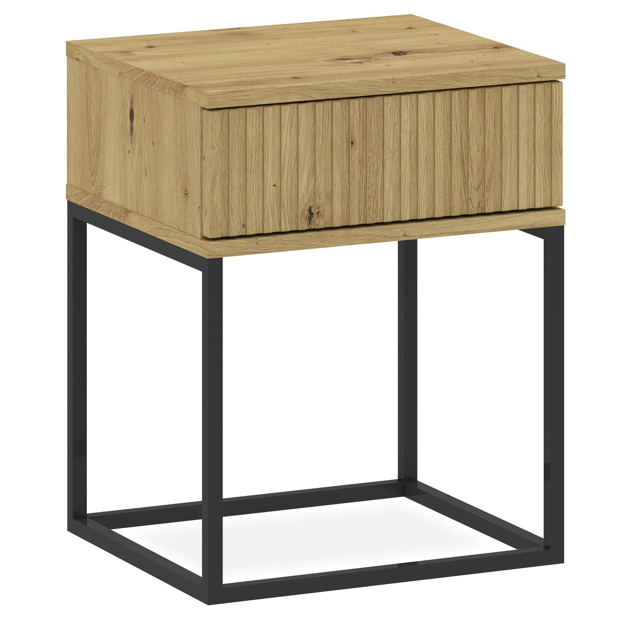 NACHTTISCH RECTUS Nachtschrank, Modern - Eichefarben/Schwarz, Holzwerkstoff (40/52/39cm) - KONSIMO®