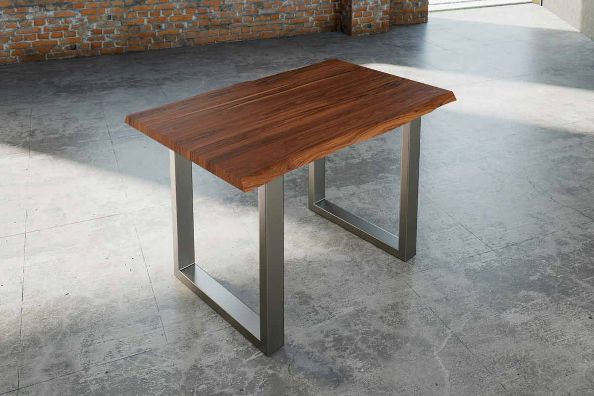 ESSTISCH LAUREN - Silberfarben/Nussbaumfarben, Holz/Metall (80/140/77cm) - SAM