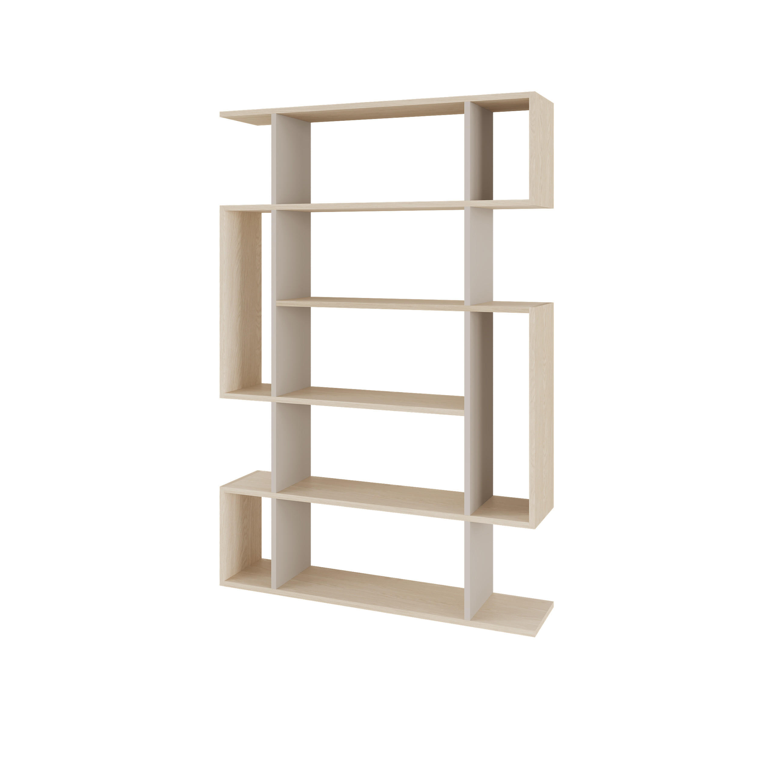 BÜCHERREGAL Mito Helle Eiche Sandstein 108,5/25,5/161 cm - Multicolor, Holzwerkstoff (108.6/160.8/25.3cm) - Decortie