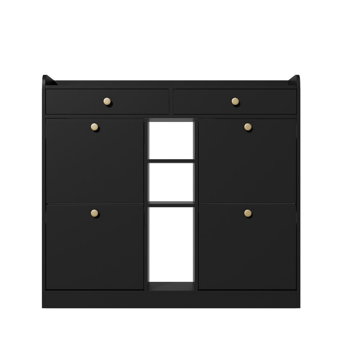 SCHUHSCHRANK 110/100/26 cm Schwarz aus Spanplatte mit Klappentüren - Schwarz, Holzwerkstoff (110/100/26cm) - OKMYHOME
