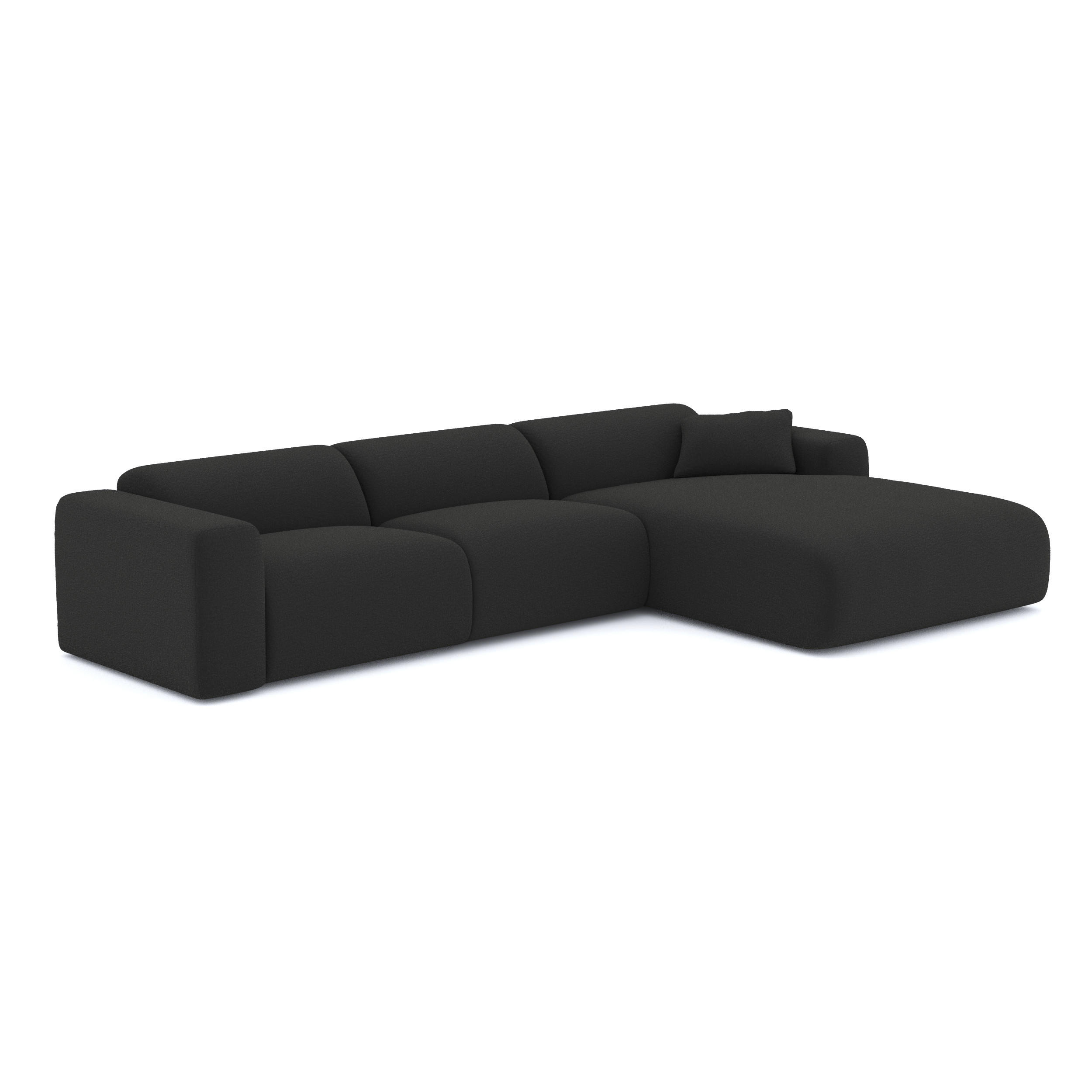 ECKSOFA RECHTS Bouclé-Stoff Schwarz 280cm - Anthrazit, Textil (280/165cm) - Sia Home