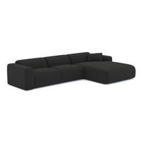 ECKSOFA RECHTS Bouclé-Stoff Schwarz 280cm - Anthrazit, Textil (280/165cm) - Sia Home