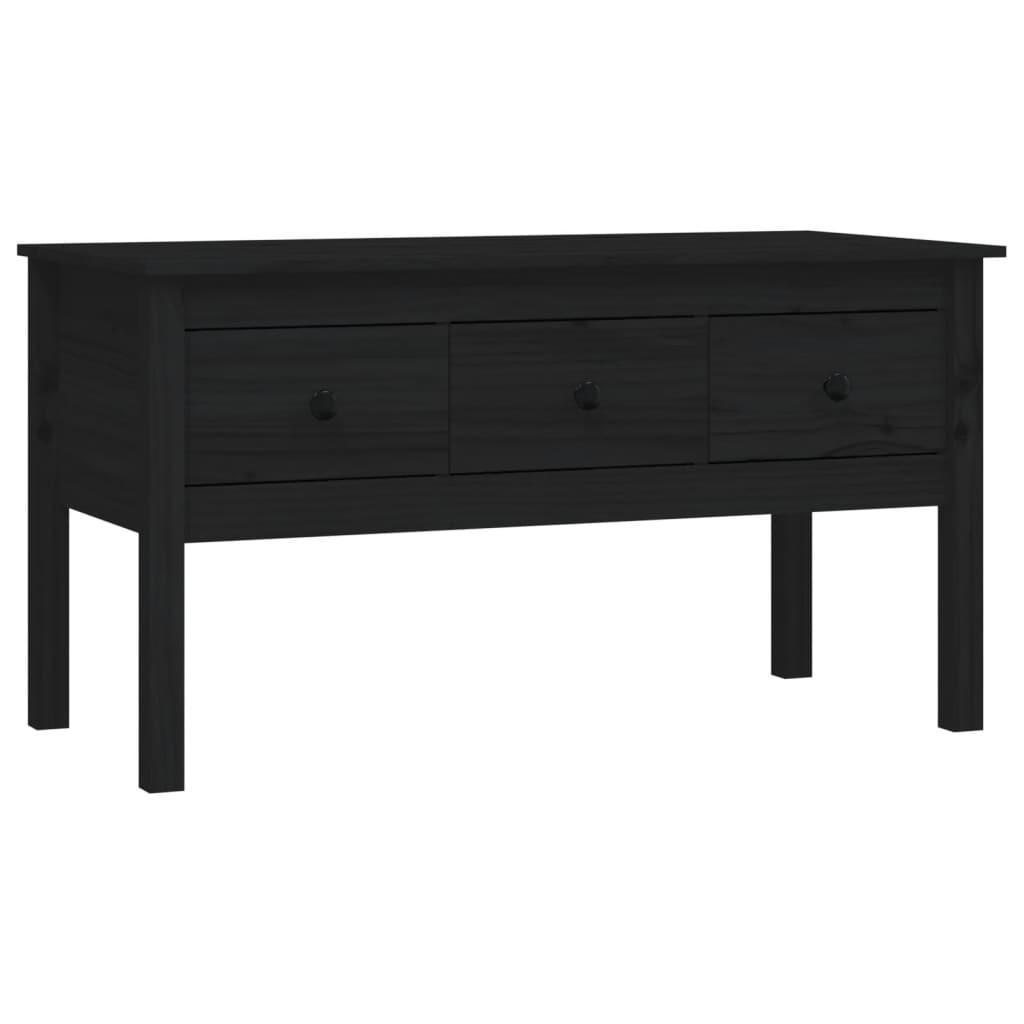 COUCHTISCH Schwarz 102x49x55 cm Massivholz Kiefer - Schwarz, Holz (49/102/55cm) - furnicato