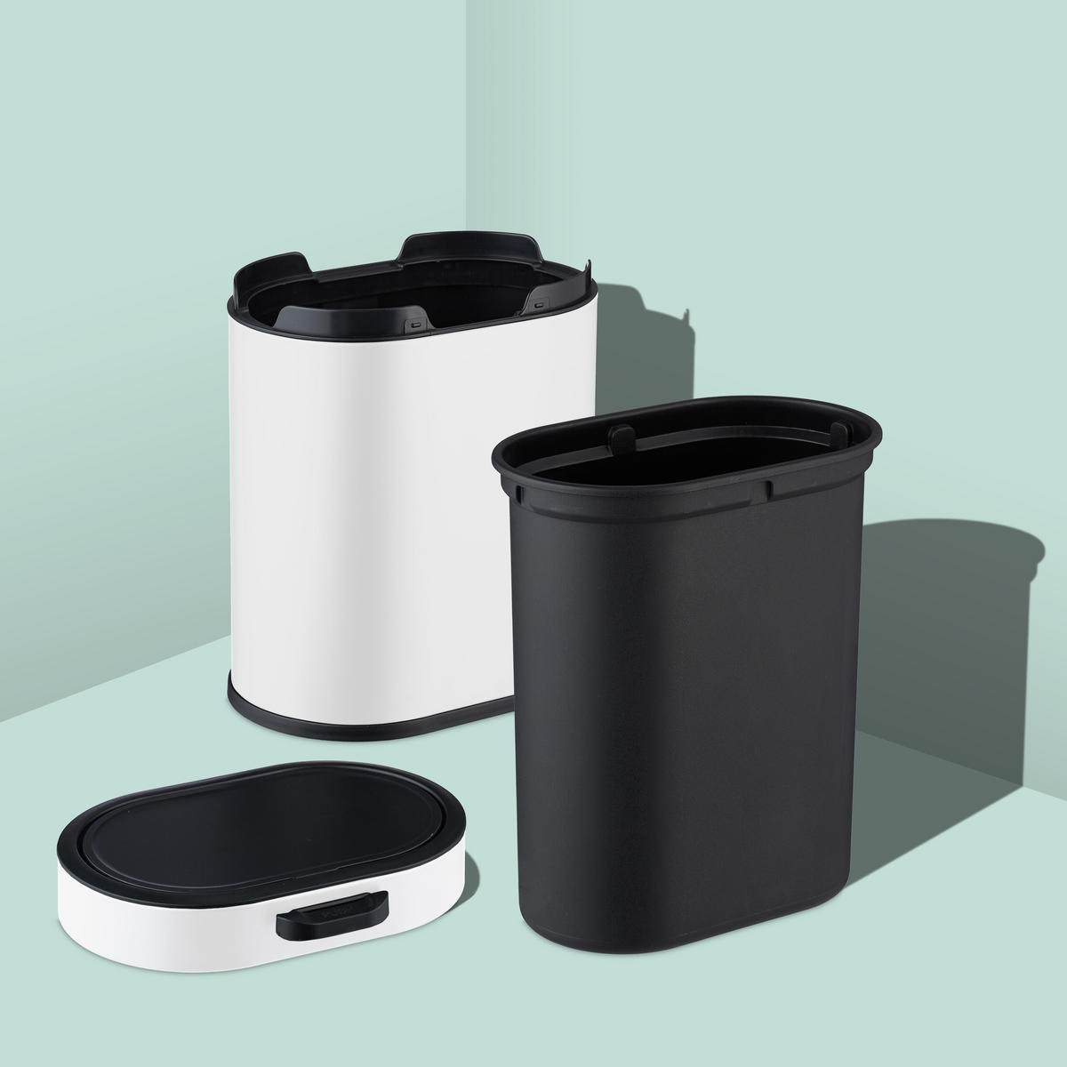 MÜLLEIMER - Weiß, Kunststoff/Metall (24/29.5/19.5cm) - Relaxdays