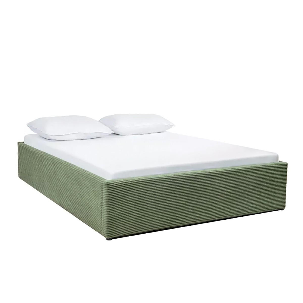 BETTKASTEN bezogen mit samt romy 204/152/36,5 cm - Grün, Holz (190/140cm) - Calicosy