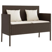 GARTENBANK Mit Kissen Braun Poly Rattan - Braun, Kunststoff (61/87/113cm) - vidaXL