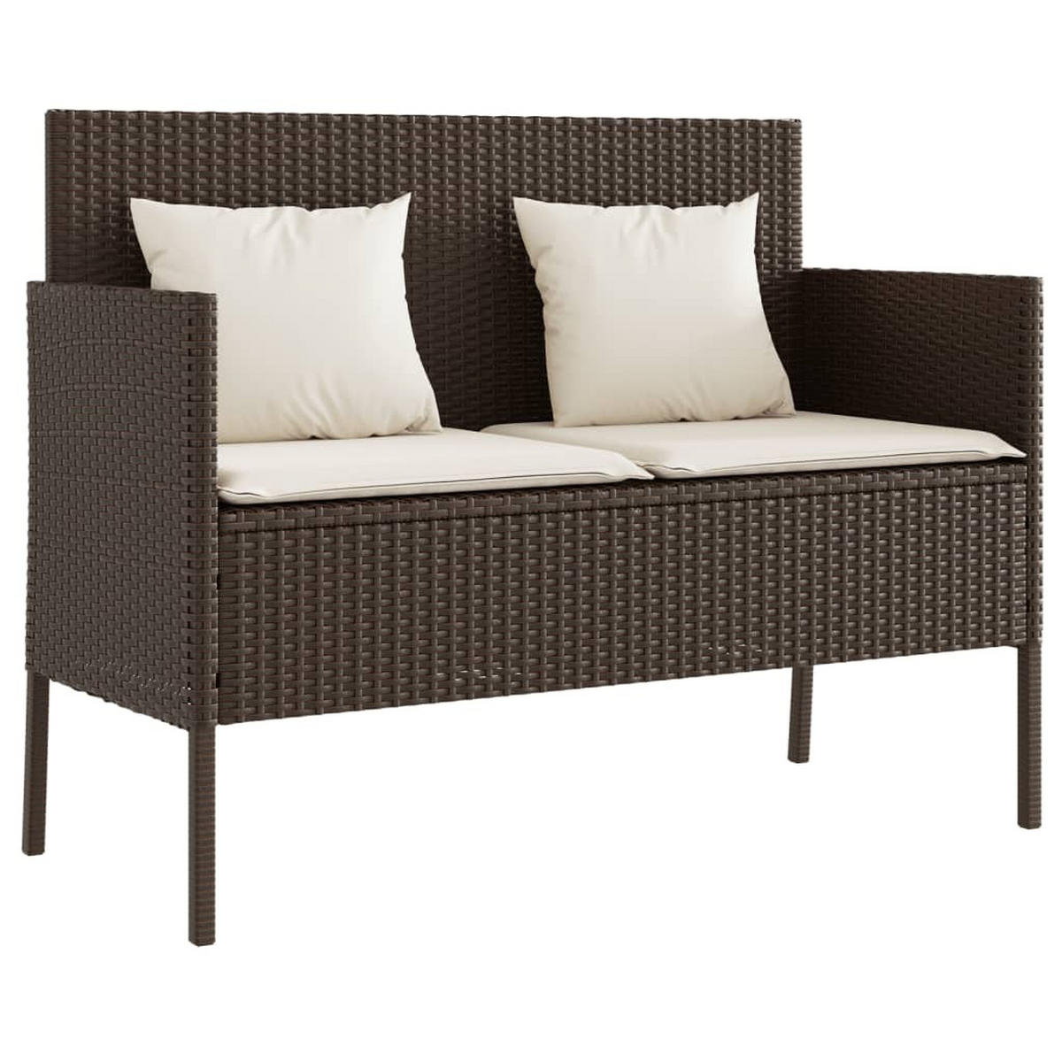 GARTENBANK Mit Kissen Braun Poly Rattan - Braun, Kunststoff (61/87/113cm) - vidaXL