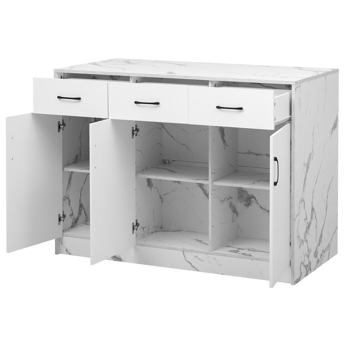 KÜCHENINSEL mit Barbereich 120 x 60 x 90,5 cm Weiß Marmoroptik - Weiß, Holz (60/90.5/120cm) - Beauniv