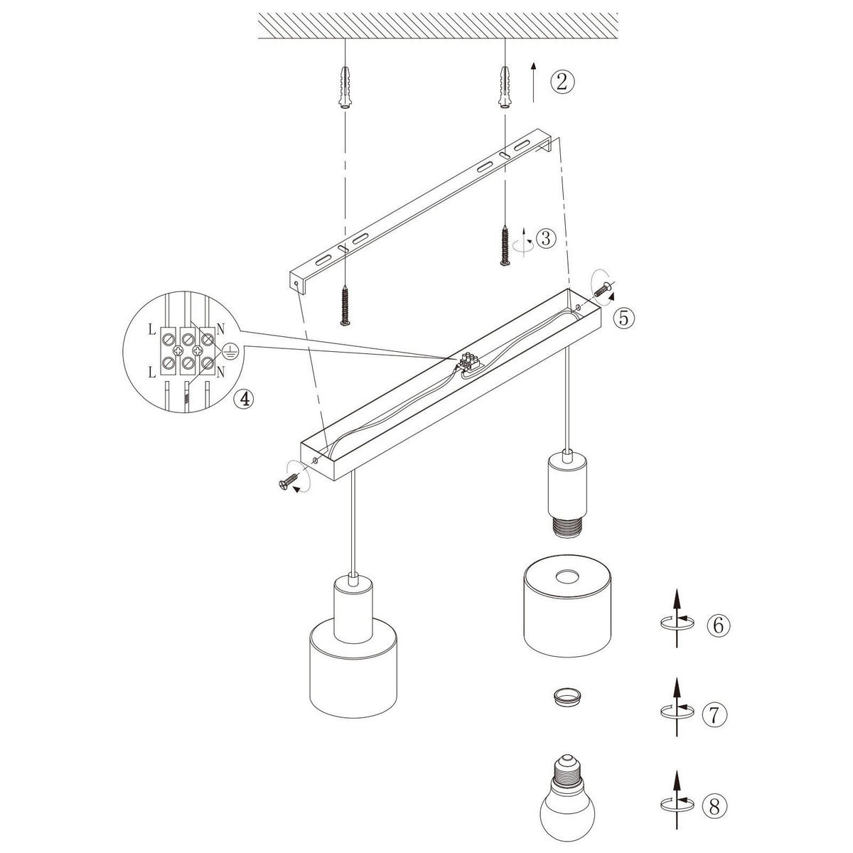PENDELLEUCHTE Iris 30/30/173.5 cm - Schwarz, Metall (30/30/173.5cm) - ZMH