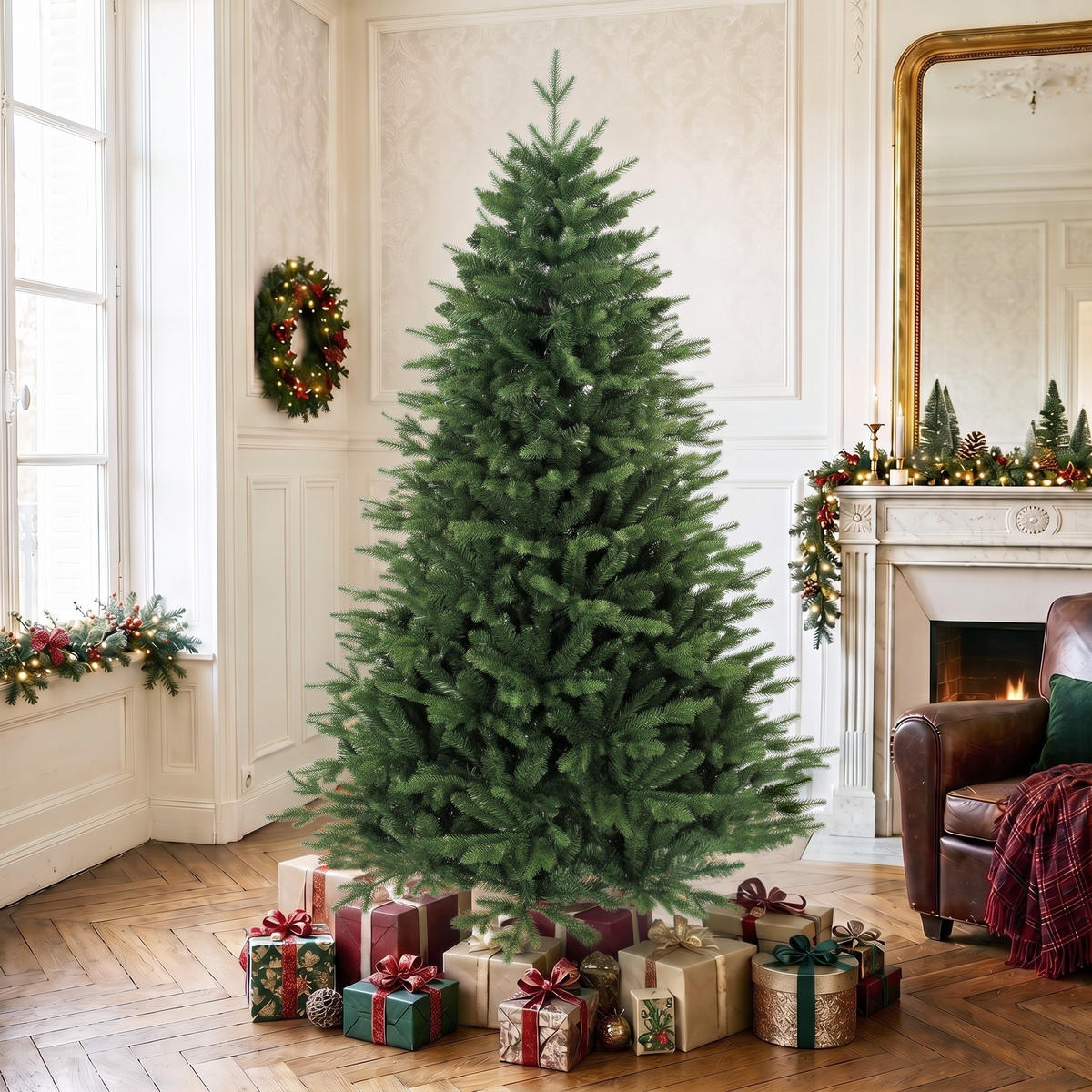 WEIHNACHTSBAUM Kunststoff Kiefernholz Grün - Grün, Kunststoff (180cm) - HOMCOM