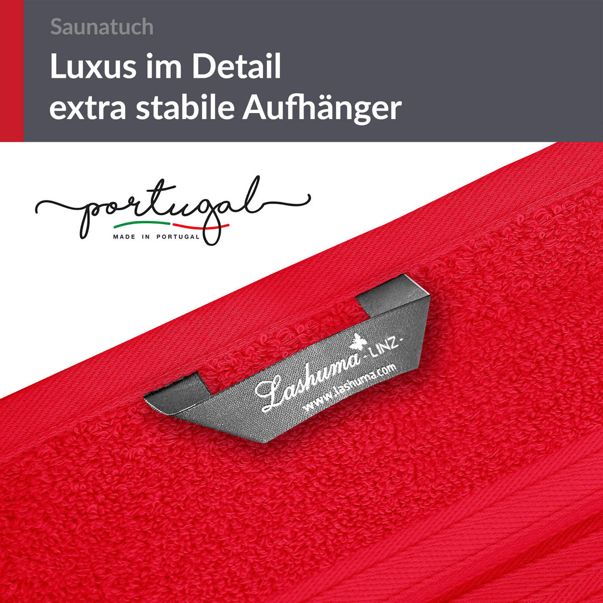 BADETUCH Linz Scharlach Rot 100x200 cm - Rot, Textil (100/200cm) - Lashuma