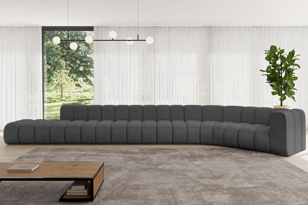 ECKSOFA modulares Sofa Tilmo-L3 - 581x194x70 cm Grau - Grau, Holzwerkstoff/Textil (581/194cm) - ALTDECOR