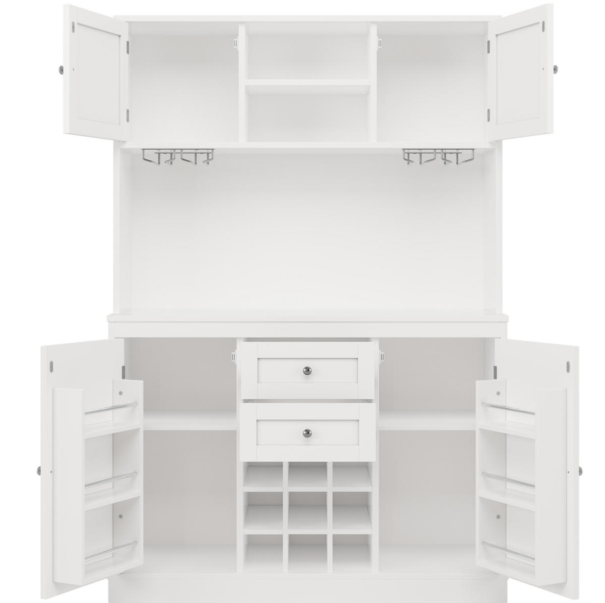 BUFFET 120/40/188 cm Weiß aus MDF mit Weinregal - Weiß, Holzwerkstoff (106/179.5/40cm) - OKWISH
