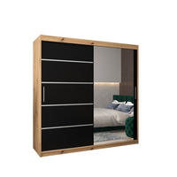 SCHWEBETÜRENSCHRANK 200/200/62 2-türig - Silberfarben/Schwarz, Holz/Kunststoff (200/200/62cm) - MÖBEL KRYSPOL