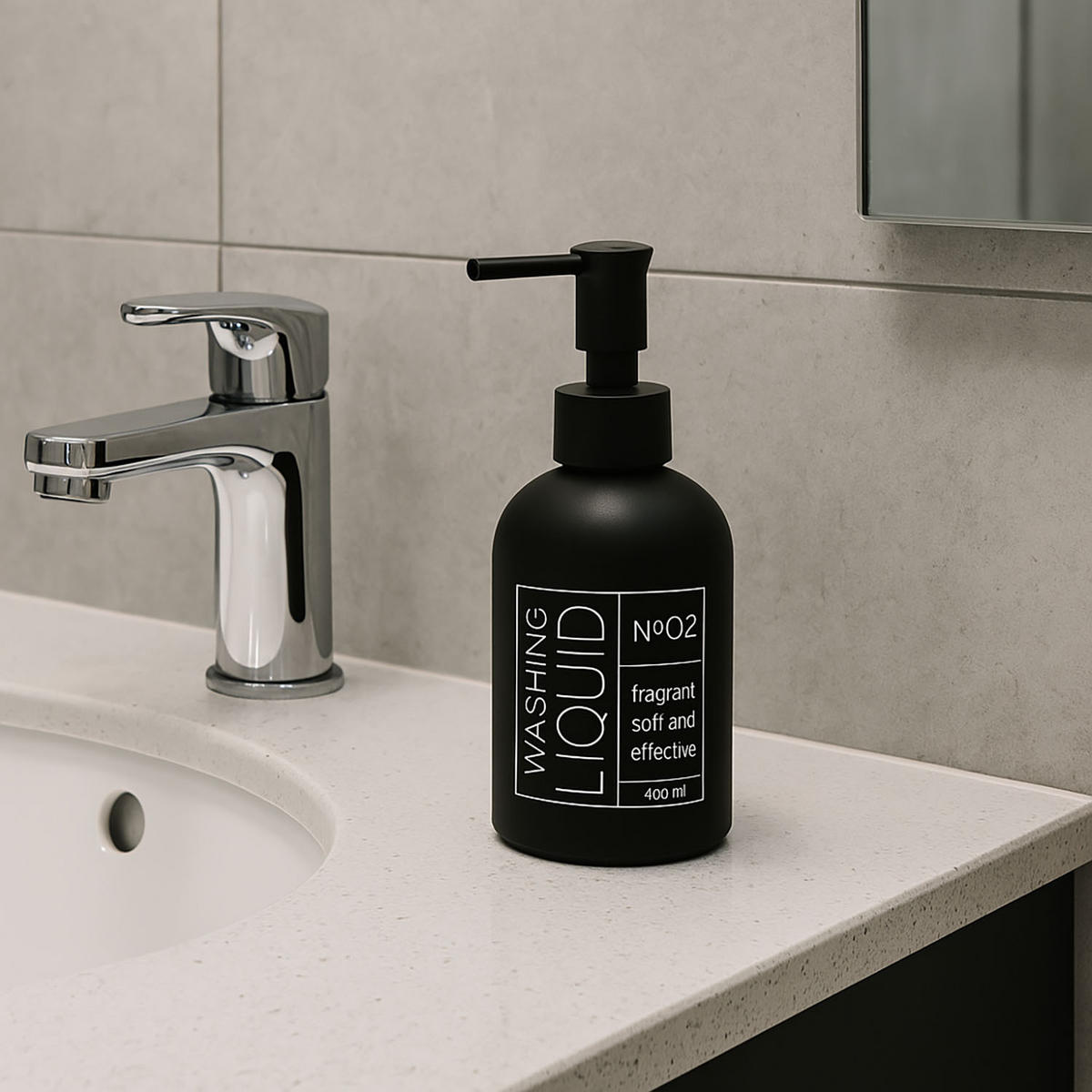 SEIFENSPENDER aus Glas 400 ml 7/7/19 cm - Schwarz, Glas (7/19/7cm) - Bathroom solutions