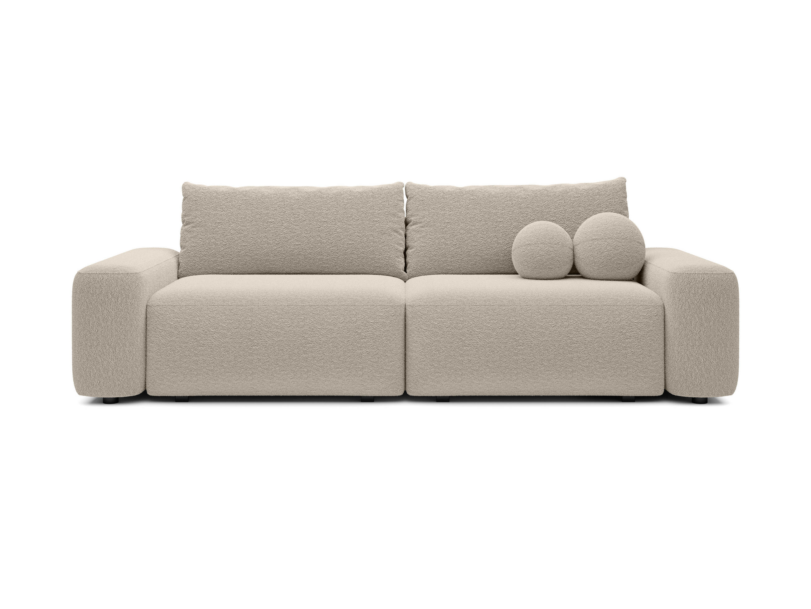 BETTSOFA RUOTA Beige Bucle-Stoff mit Schlaffunktion - Beige, Textil (105/87/257cm) - MASSENO