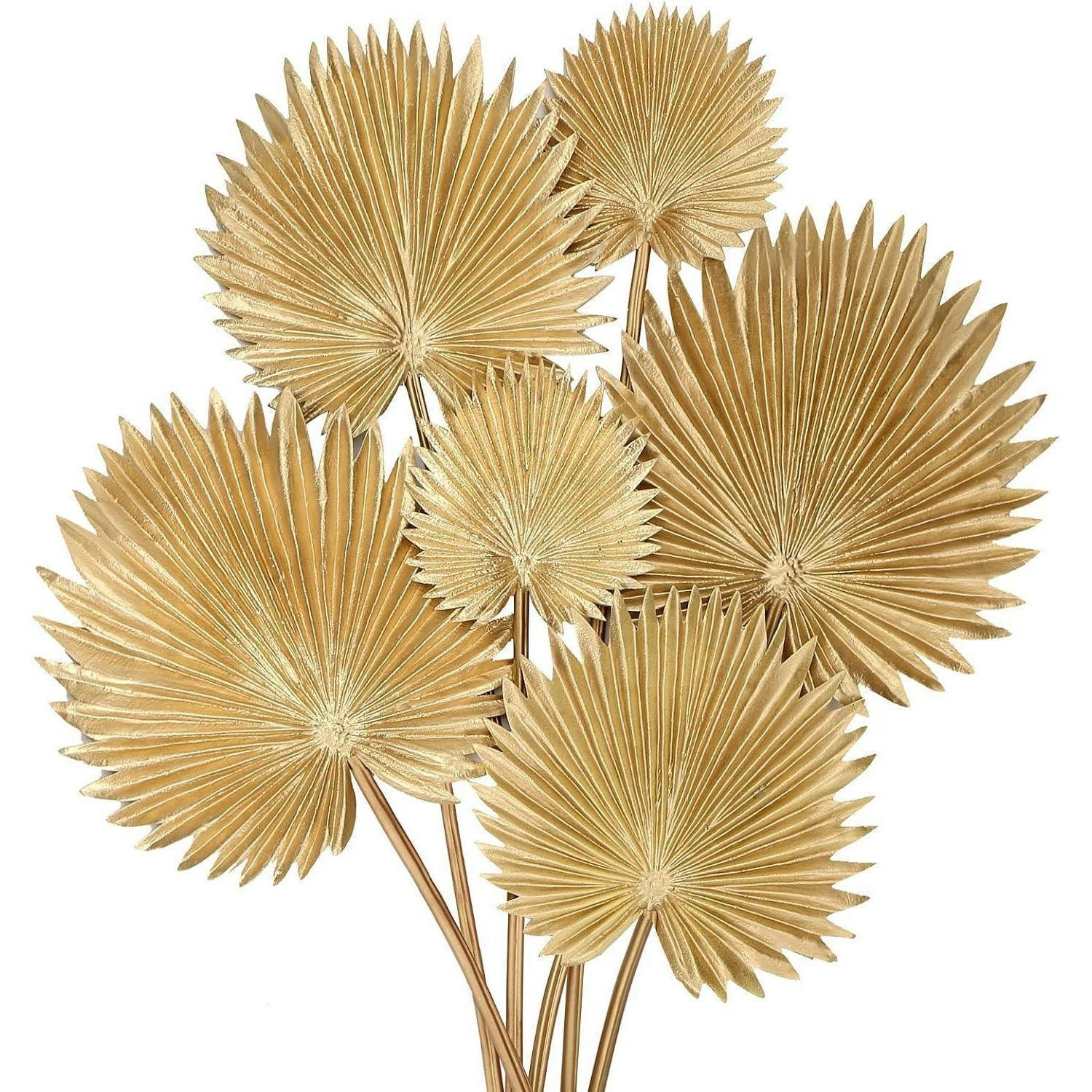 KUNSTPFLANZE 6-teiliges Set Palmenblätter Gold 45 cm - Goldfarben, Kunststoff (36cm)