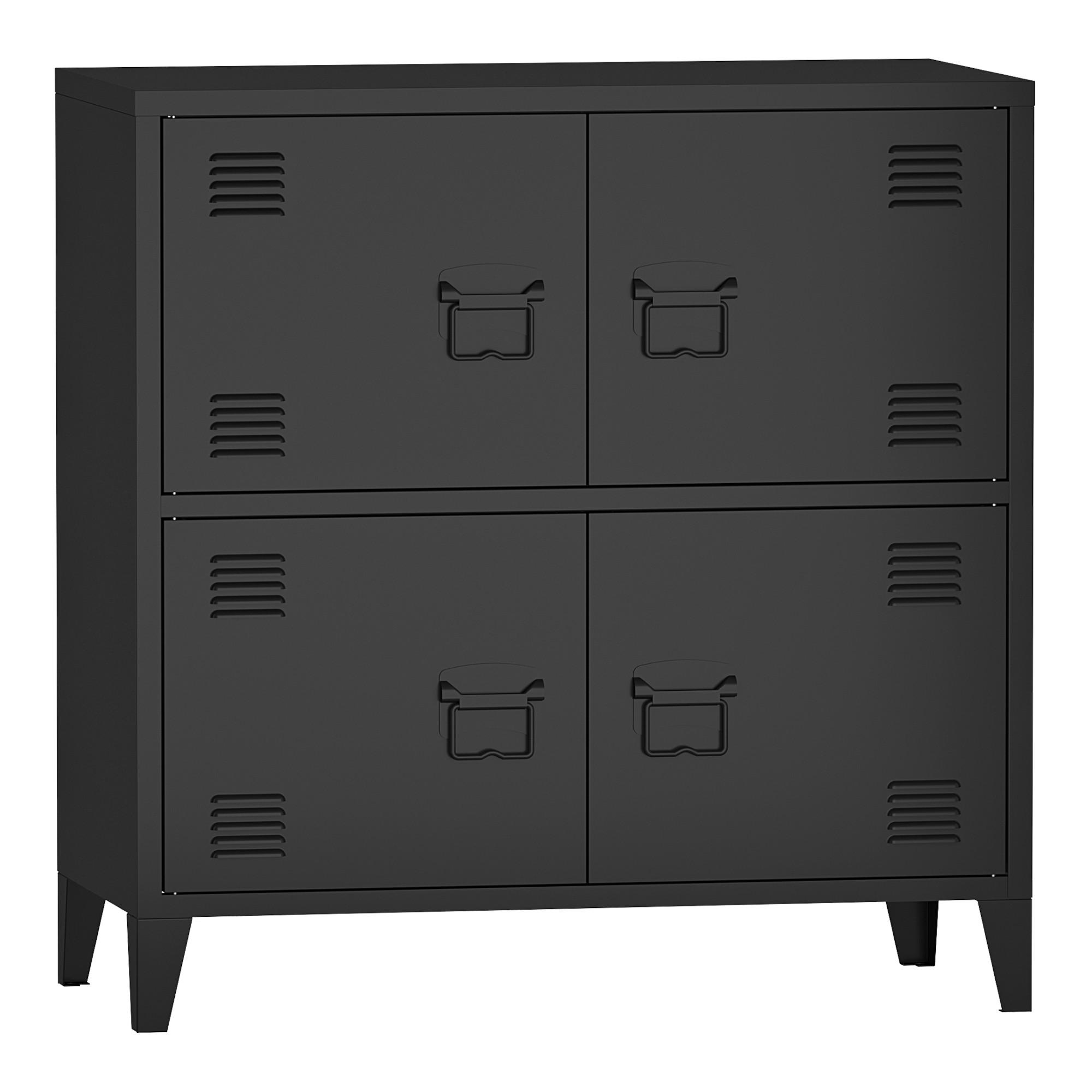 BÜROSCHRANK Hamina - Schwarz, Metall (80/82/40cm) - [en.casa]