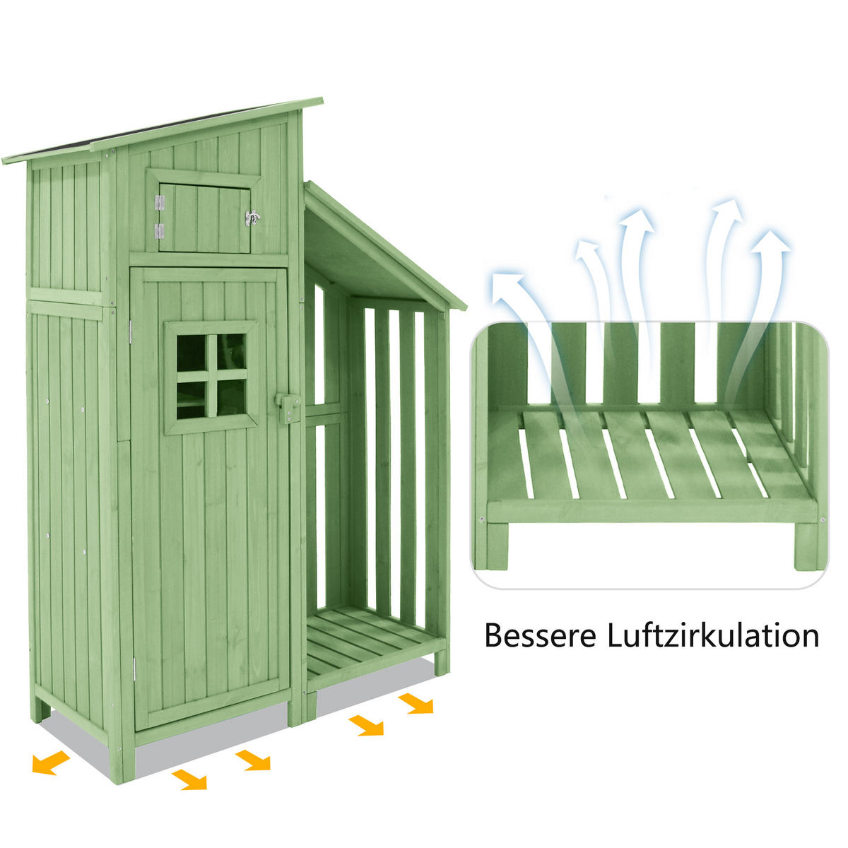 GERÄTEHAUS 124x46x174cm Grün Für Kleine Gärten - Grün, Holzwerkstoff (46/174/124cm) - FLIEKS
