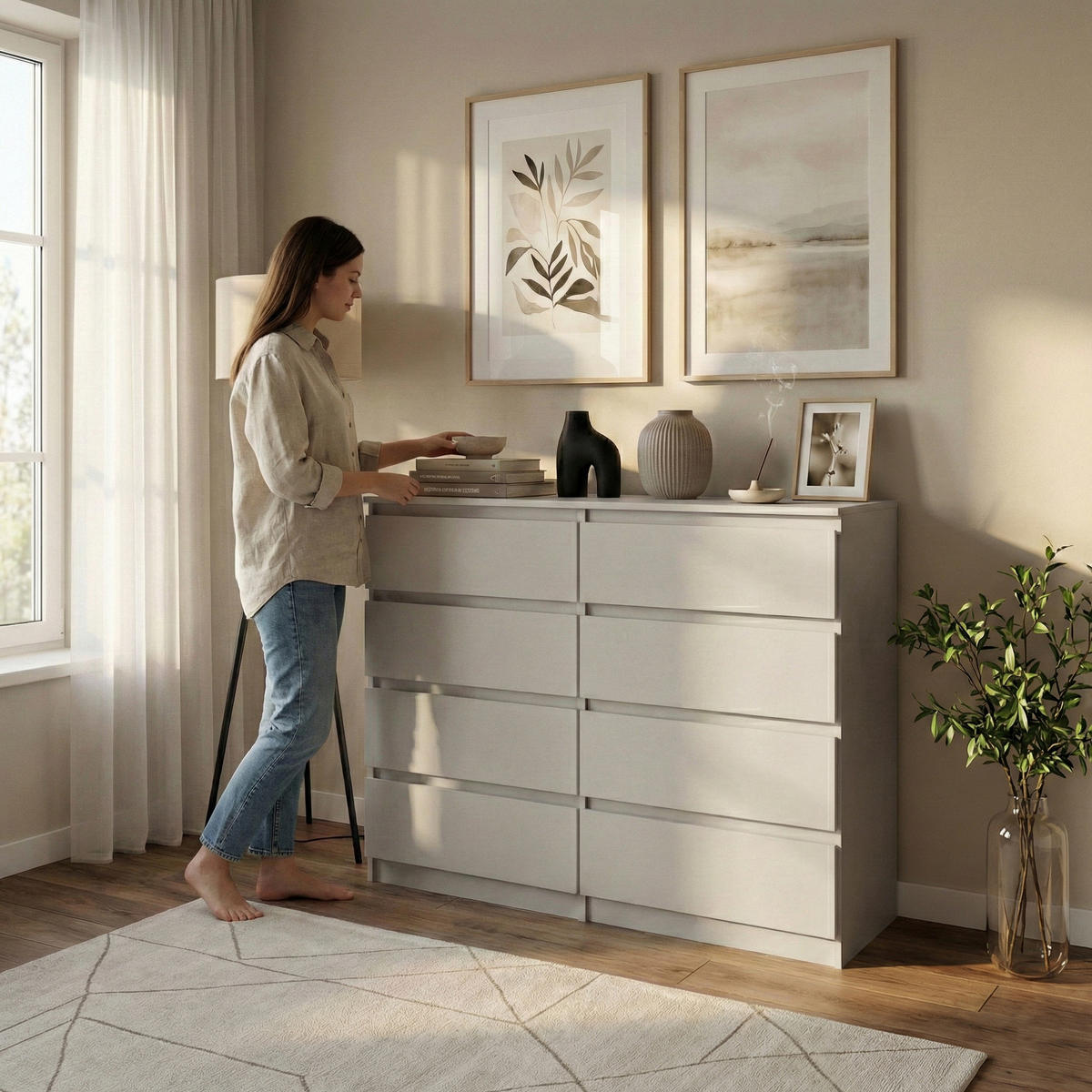 KOMMODE Lemon mit 8 Schubladen, 100 cm, Kaschmir - Kaschmir, Holzwerkstoff (100/97/40cm) - Beautysofa