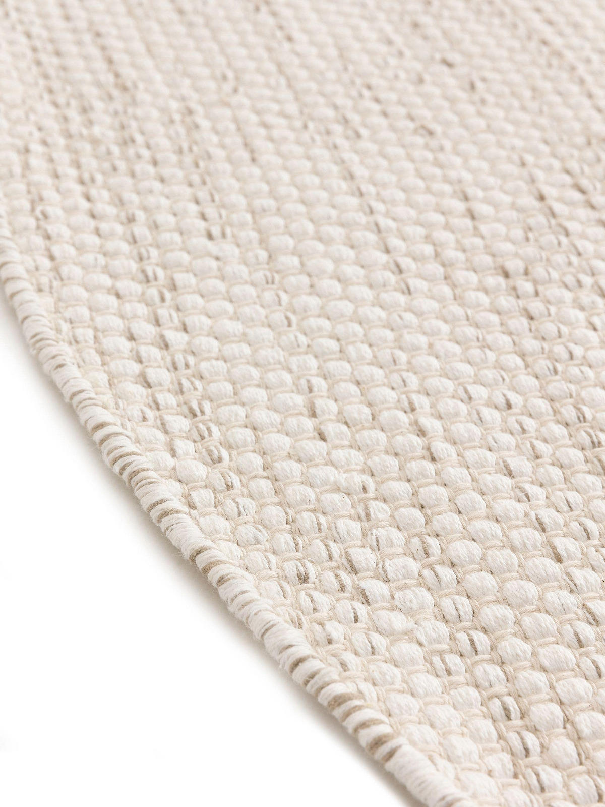 BAUMWOLLTEPPICH Ron handgewebt ø 120 cm rund - Creme, Naturmaterialien/Textil (120/120cm) - benuta