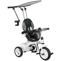 6-IN-1 Dreirad mit Schubstange, Kinderdreirad mit abnehmbarem Sonnendach Weiß - Weiß, Metall (105/47/98cm) - HOMCOM