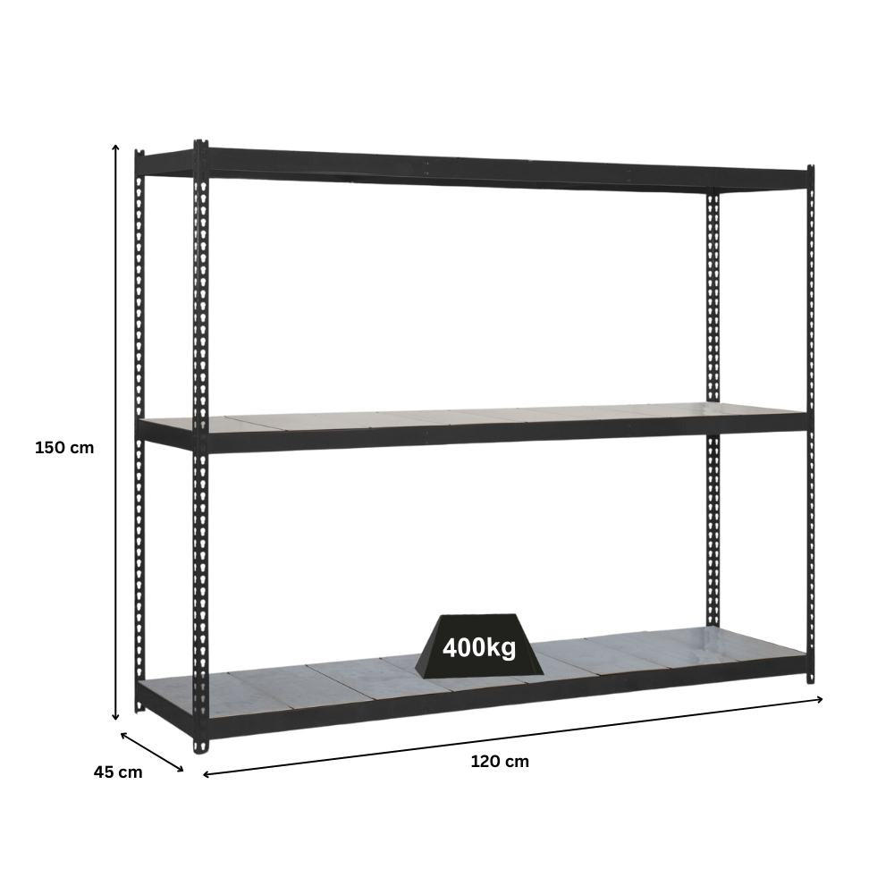 SCHWERLASTREGAL MID METAL YETI THREE | HxBxT 150x120x45cm | Fachlast 400kg | Anthrazit - Anthrazit, Metall (120/150/45cm) - PROREGAL