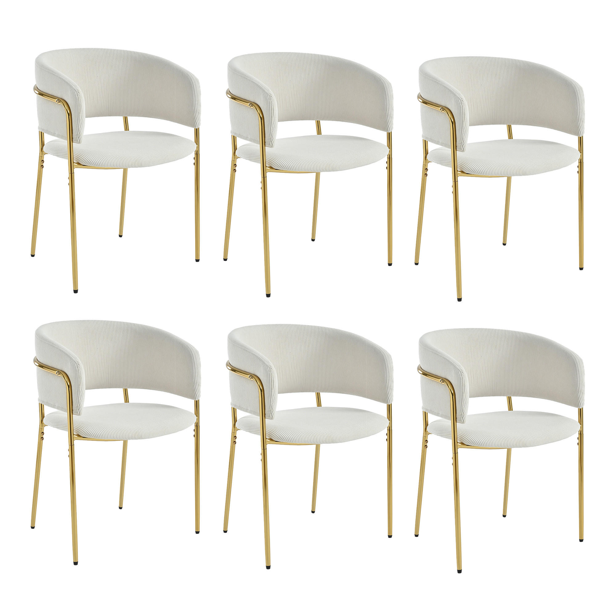 ESSZIMMERSTUHL 6 Stück 55×55×80 cm aus Metall-Holz Gestell Cordstoff, beige - Beige, Metall (55/80/55cm) - Luhomfu