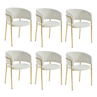 ESSZIMMERSTUHL 6 Stück 55×55×80 cm aus Metall-Holz Gestell Cordstoff, beige - Beige, Metall (55/80/55cm) - Luhomfu