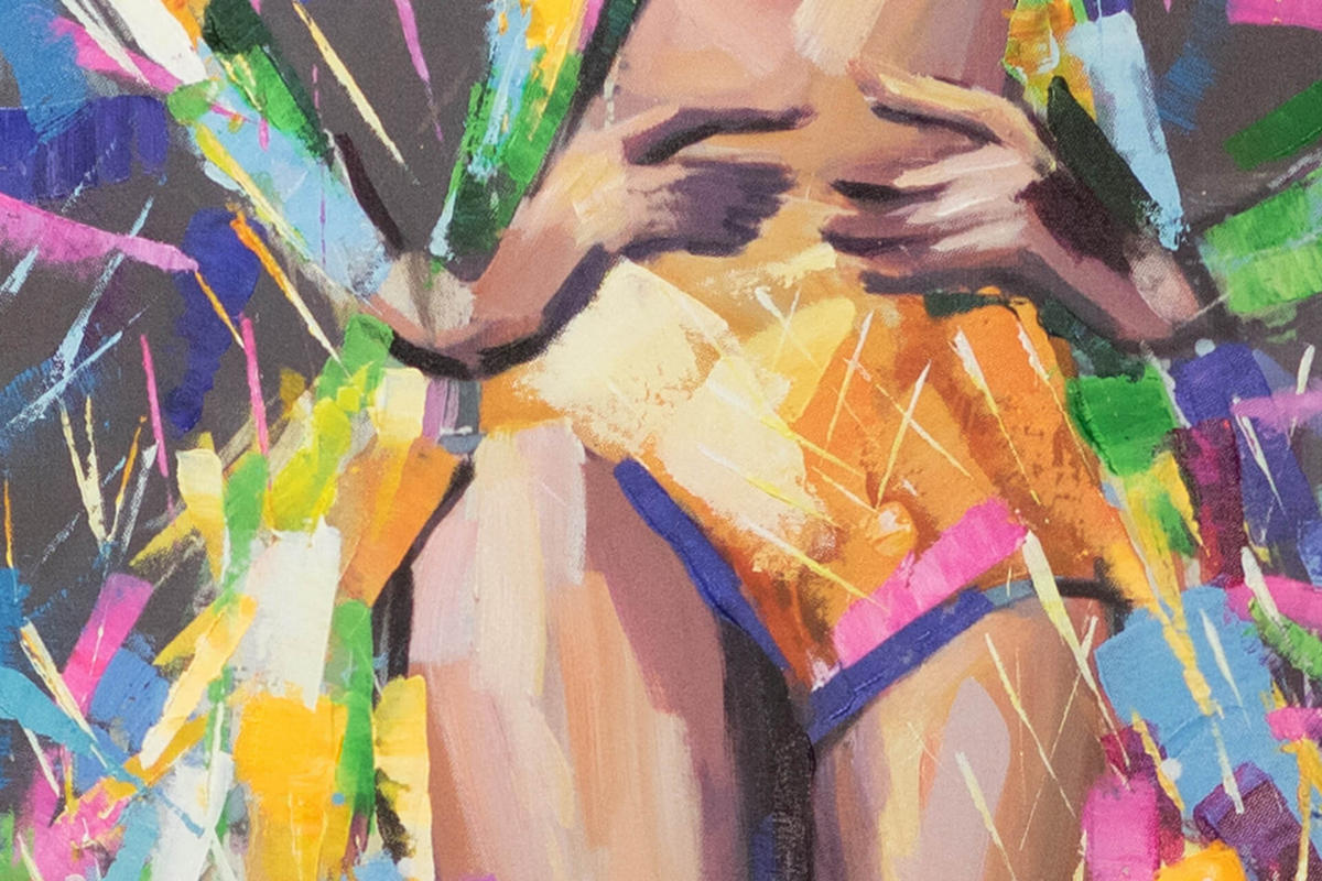 ACRYLBILD HANDGEMALT 40/120 cm - Multicolor/Braun, Holz/Textil (1.52/120cm) - KUNSTLOFT