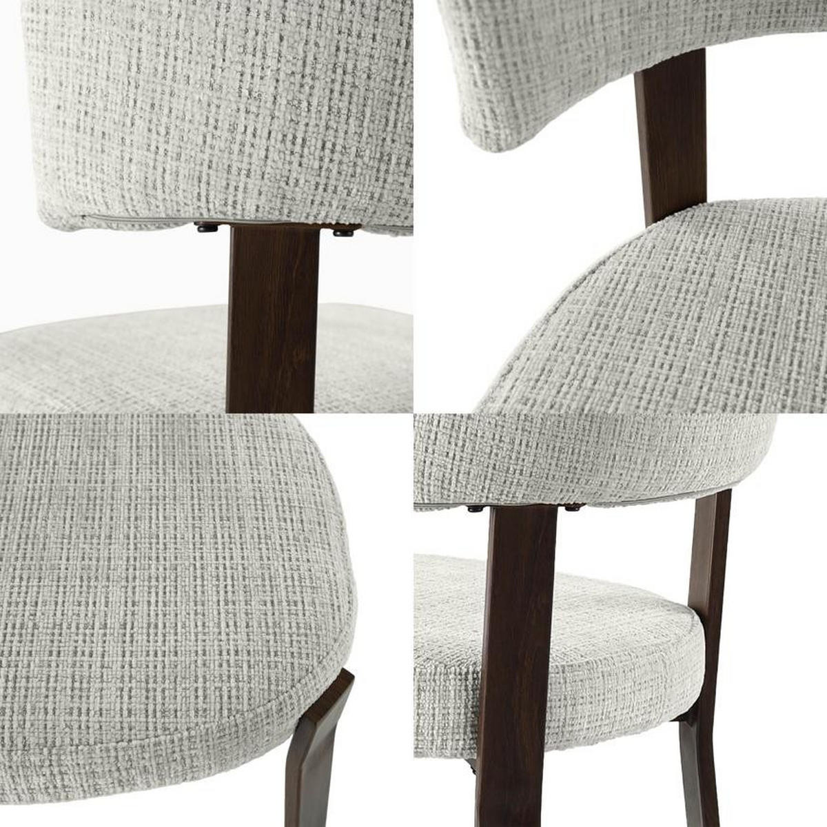 STÜHLE 4er-Set gepolstert im japanischen Stil mit beigem Chenille-Bezug und Beinen aus Metall in Walnussoptik - ZOE - Beige/Schwarz, Textil/Metall (52/77/43.5cm) - Sicaan