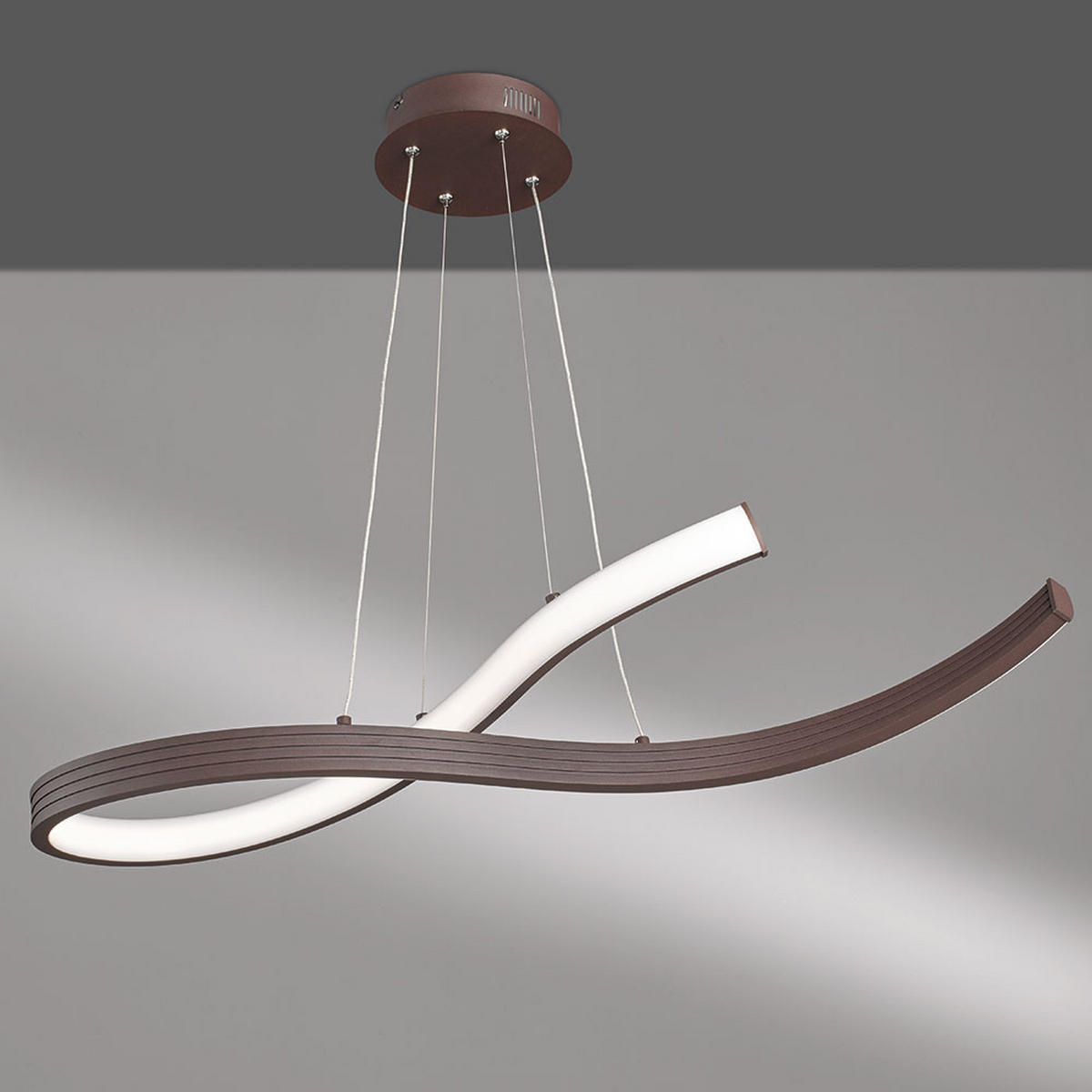 LED HÄNGELEUCHTE geschwungen Braun Rostoptik - Braun, Metall (90/29/160cm)