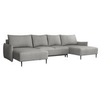 WOHNLANDSCHAFT Santi U - Hellgrau/Schwarz, Holz/Textil (328/88/160cm) - MIRJAN24