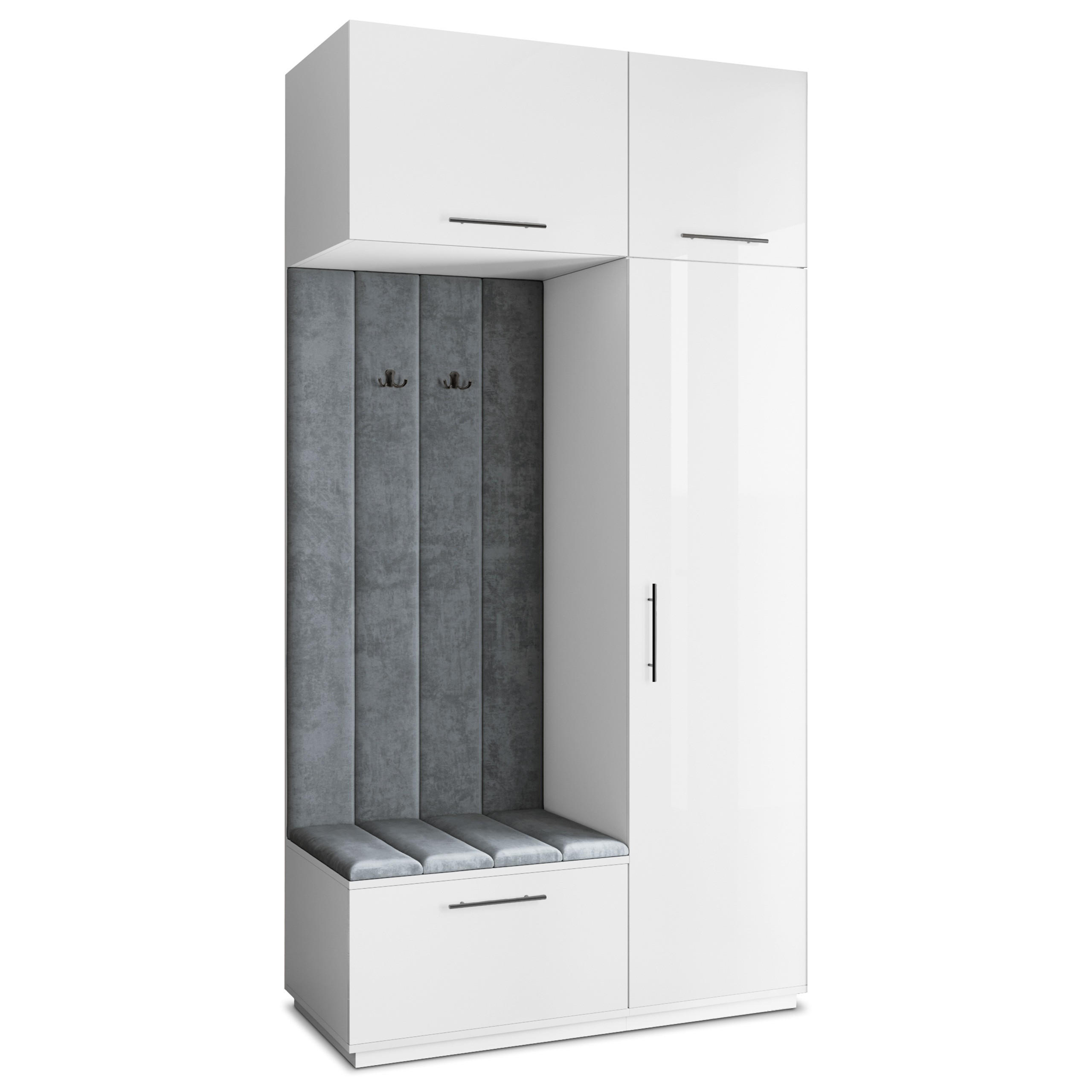 Masseno Garderobenschrank Weiß, Grau 120x240x60 cm