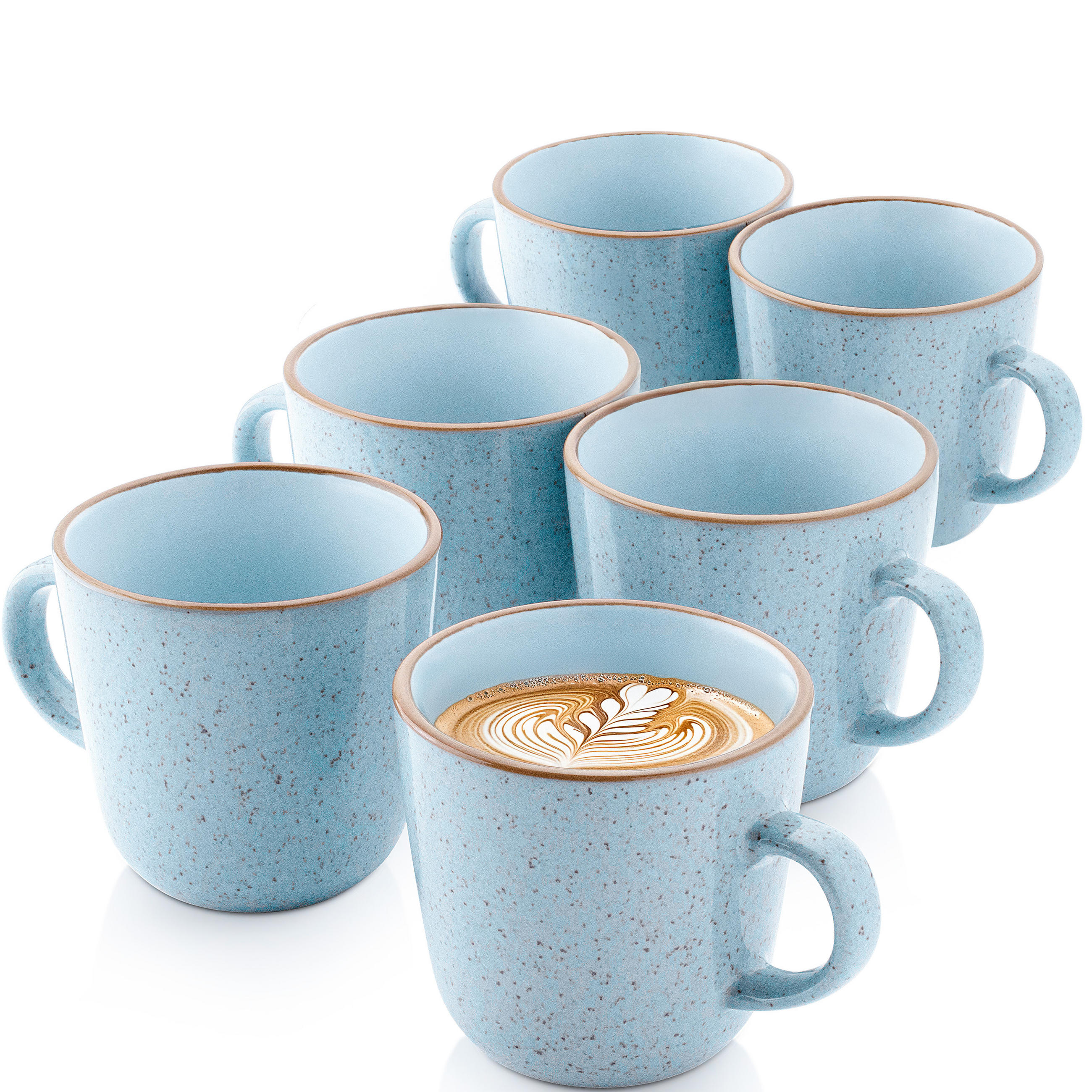 KAFFEEBECHER SET RIO LAGUNE - 6 teilig aus Steingut - Blau, Keramik (0.43L) - Sänger