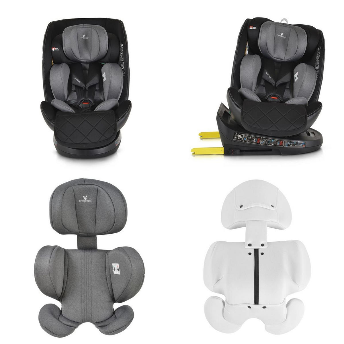 KINDERSITZ i-Size Castor grau (40-150cm) Gruppe 0/1/2/3 Isofix, Kopfschutz - Dunkelgrau, Kunststoff (45/69/51cm) - Cangaroo