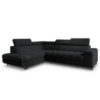 ECKSOFA MORIVA Q L-S Schwarz Boucle-Stoff mit Schlaffunktion - Schwarz, Holzwerkstoff/Textil (253/190cm) - MASSENO