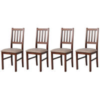 STUHL Bos 4 (4er Set) - Walnussfarben/Braun, Holz (43/94/40cm) - Leaf Design