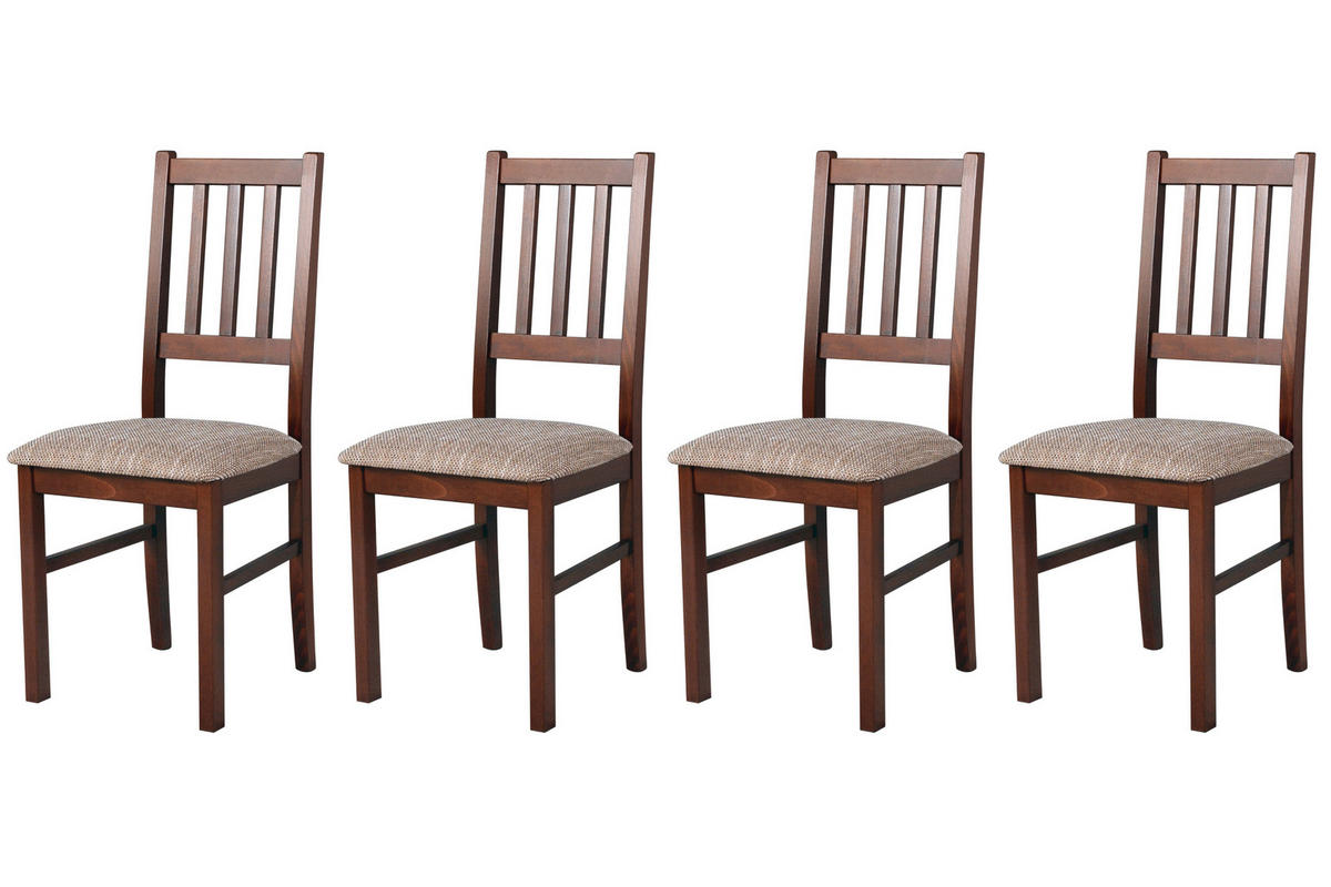 STUHL Bos 4 (4er Set) - Walnussfarben/Braun, Holz (43/94/40cm) - Leaf Design