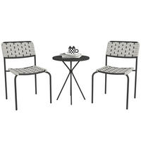 POLYRATTAN GARTENMÖBEL SET DE-06732 3-teilig für 2 Personen, mit Tisch Grau - Grau, Textil/Metall - ComfortXL