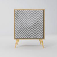 SIDEBOARD CONCRETE ZIG ZAG, Eichefarben, 57,5x42x75,5 cm, Goldfarbene Metallfüße - Eichefarben/Goldfarben, Holzwerkstoff/Metall (57.5/75.5/42cm) - SpaceRebels